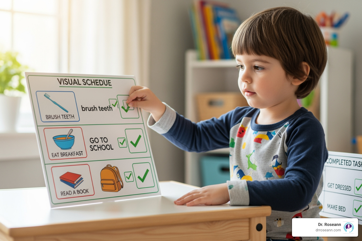 child using a visual schedule for daily tasks - ADHD behavioral interventions