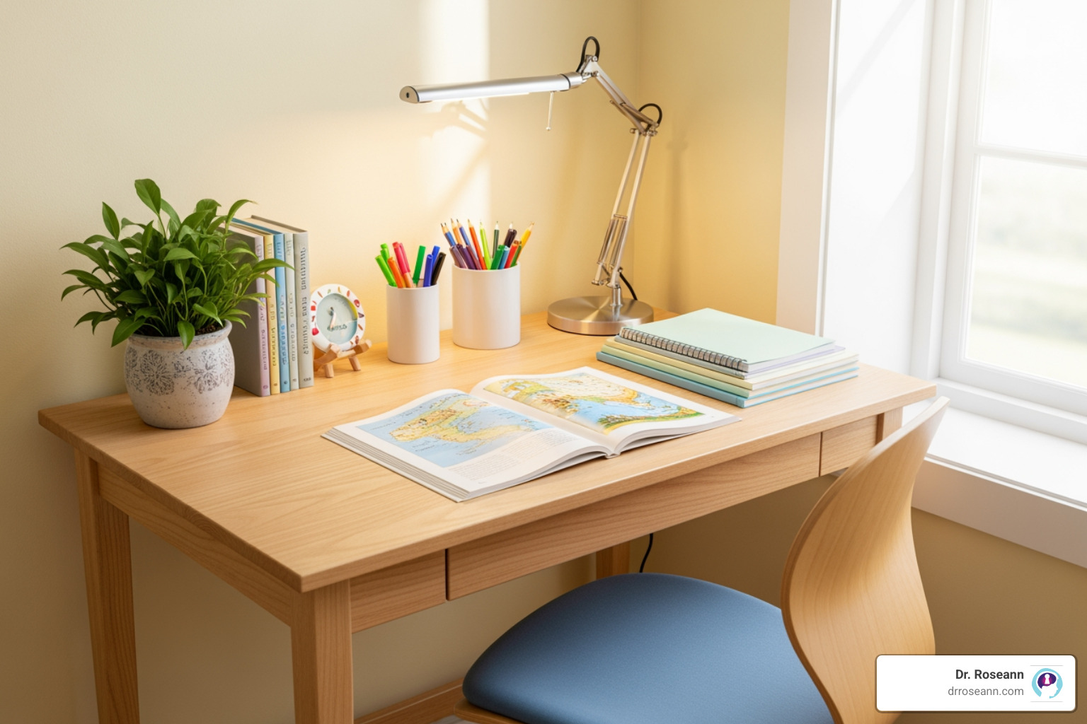 Calm and organized child's workspace - ADHD lack of focus