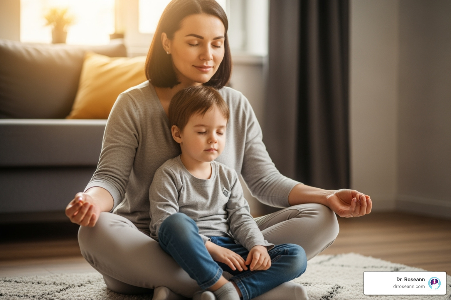 of a parent and child practicing a calming breathing exercise together - how to help emotional dysregulation