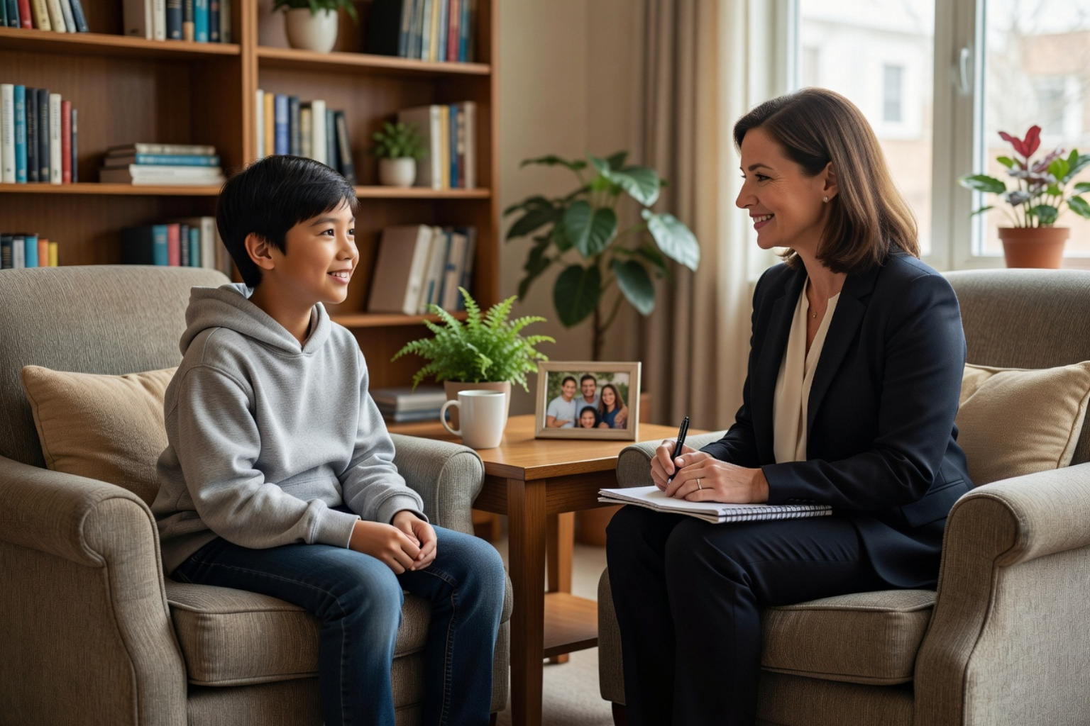 12 year old child consulting with a psychologist - natural remedies ADHD kids