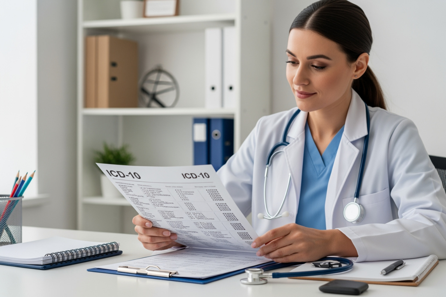 Clinician reviewing a medical chart to determine the most accurate ICD-10 code for a child's emotional symptoms - icd-10 emotional dysregulation