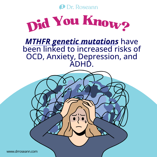 MTHFR mutations can increase risk of ADHD, OCD, Depression, and Anxiety