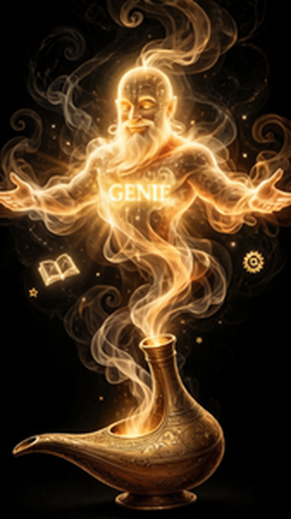 GENIE rising from the golden lamp