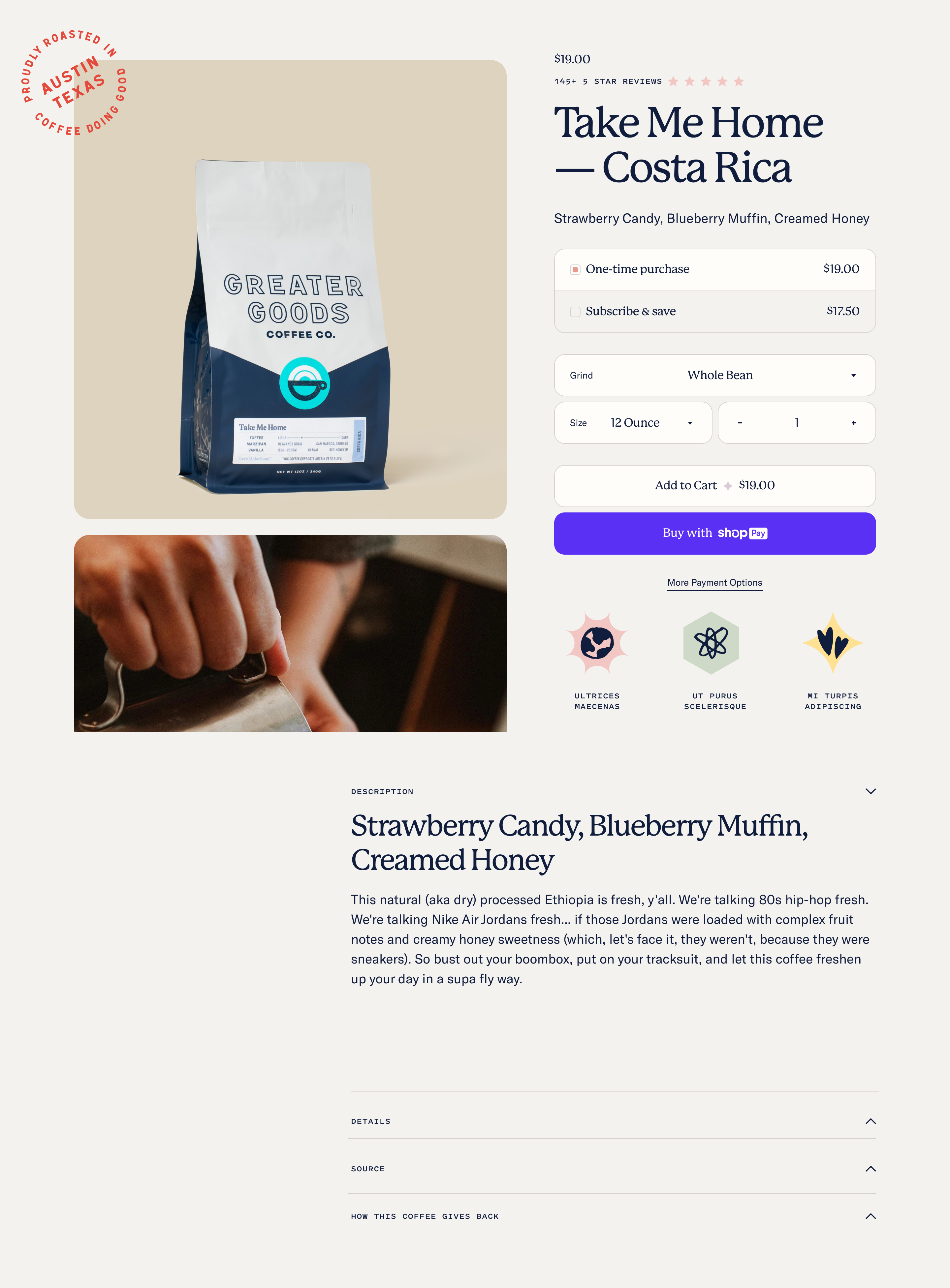 Greater Goods Coffee site