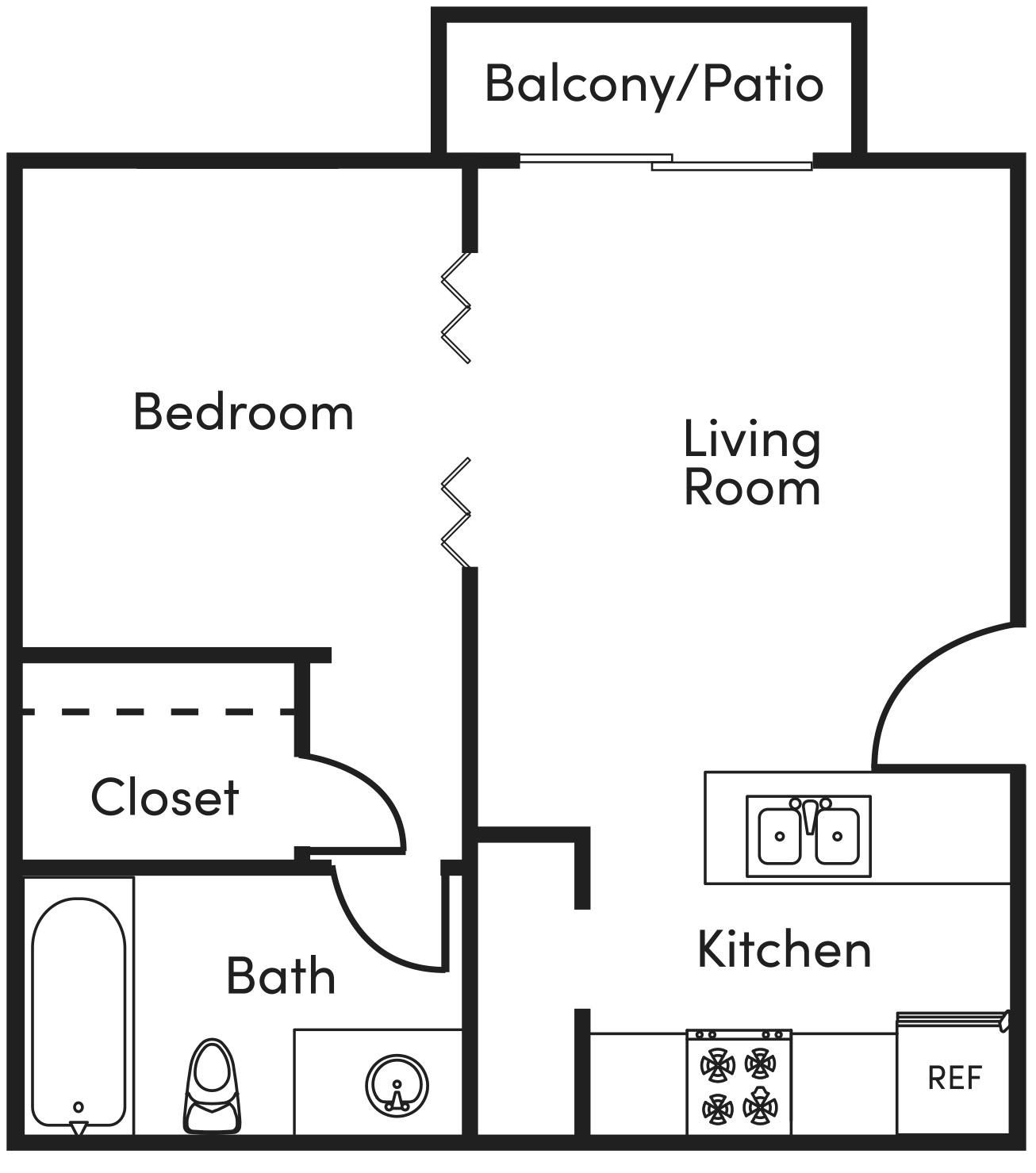 Studio floor plan for Fulton Oaks