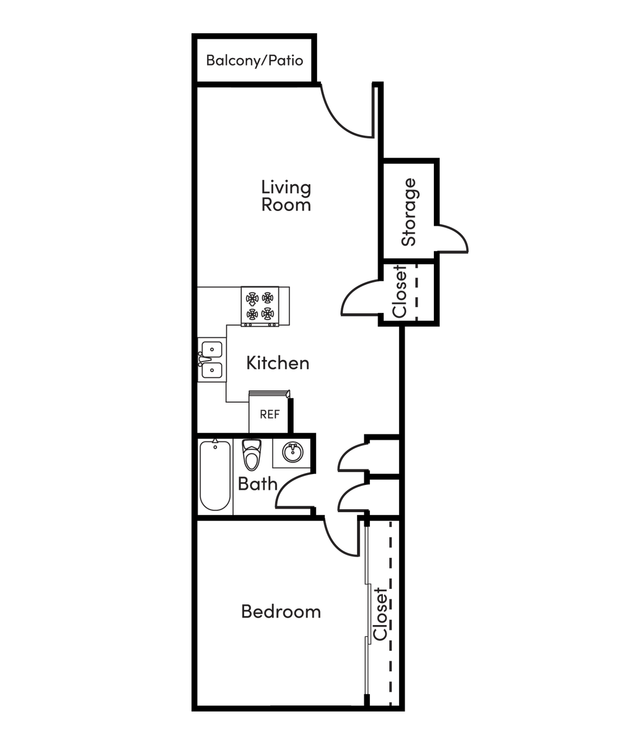 Studio floor plan for Fulton Oaks Apartments