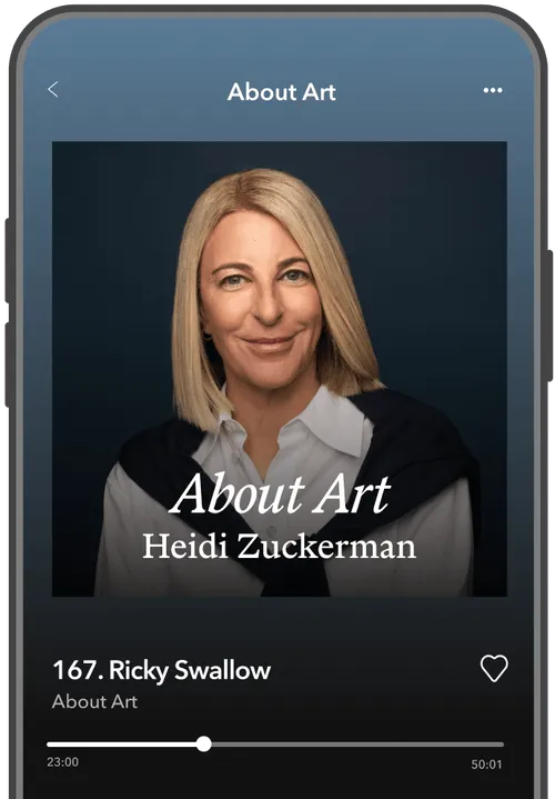 About Art podcast in an iphone frame