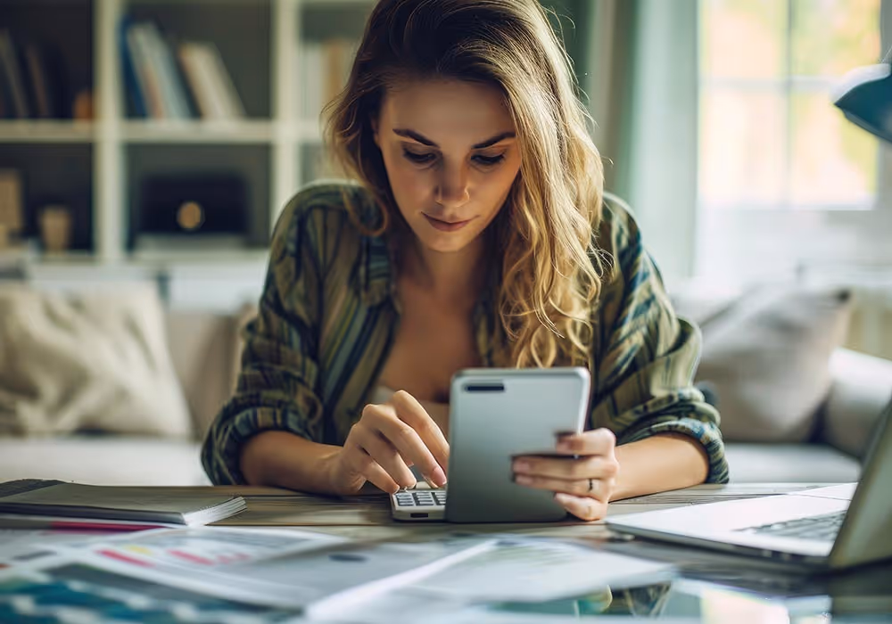 Woman subscribing printed material updates