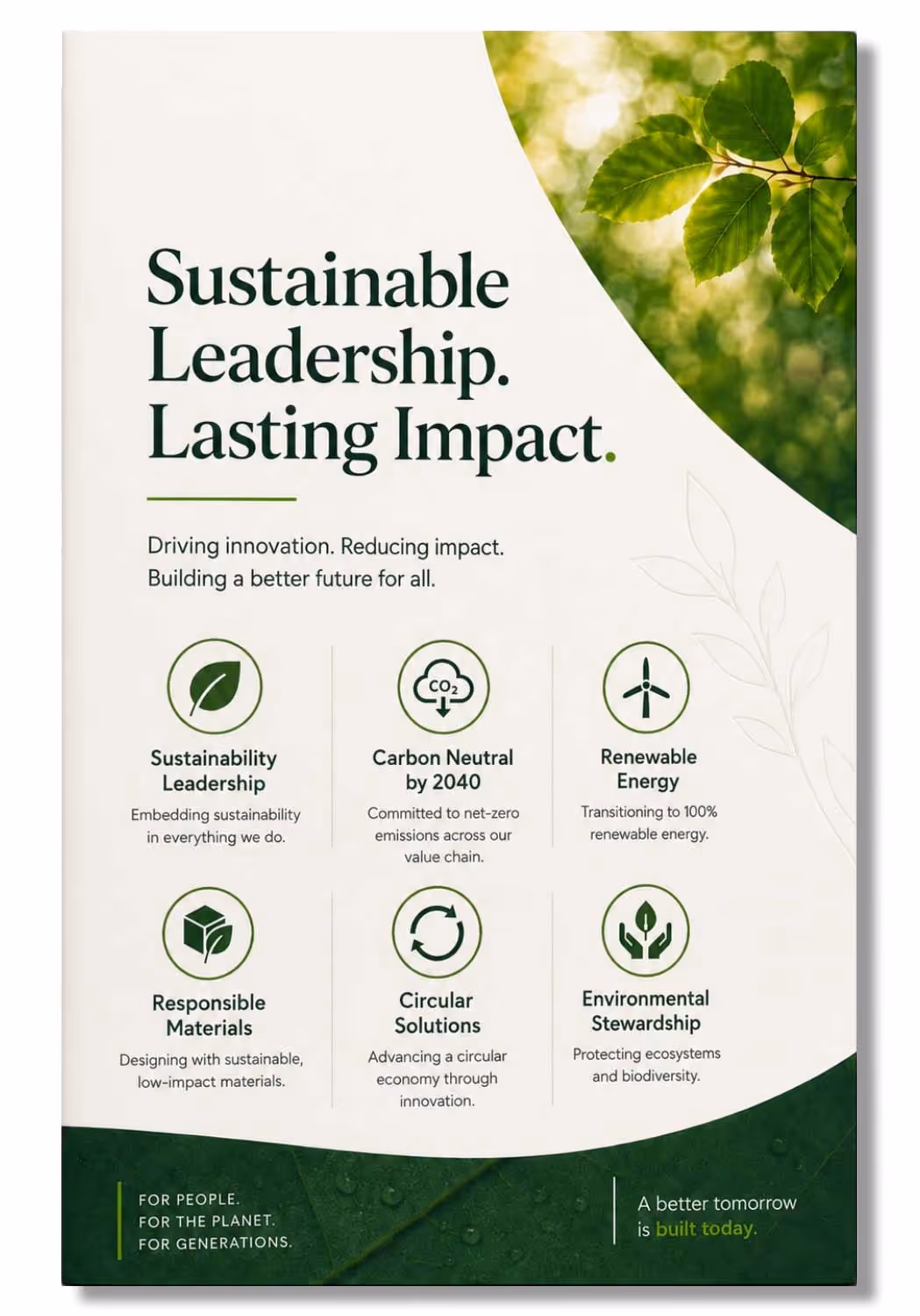 Eco-friendly, sustainable brochure (printed ready)