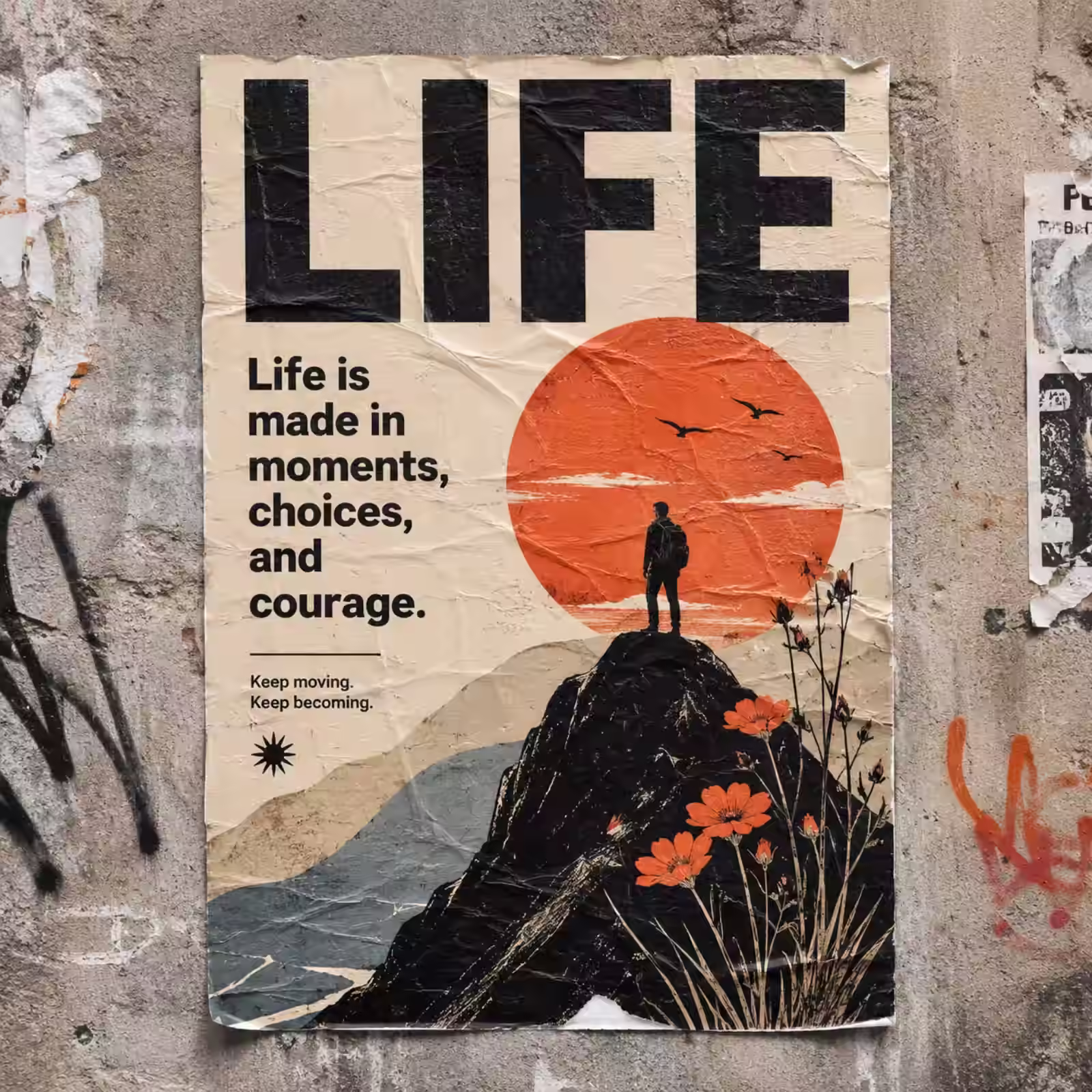 Life inspirational wheatpaste poster