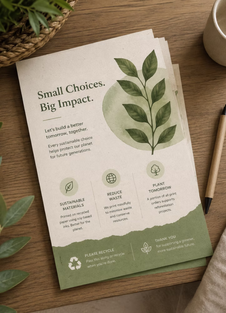 Eco-Friendly Flyer on a Natural Tabletop