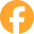 Facebook logo with black letter f on orange circular background.