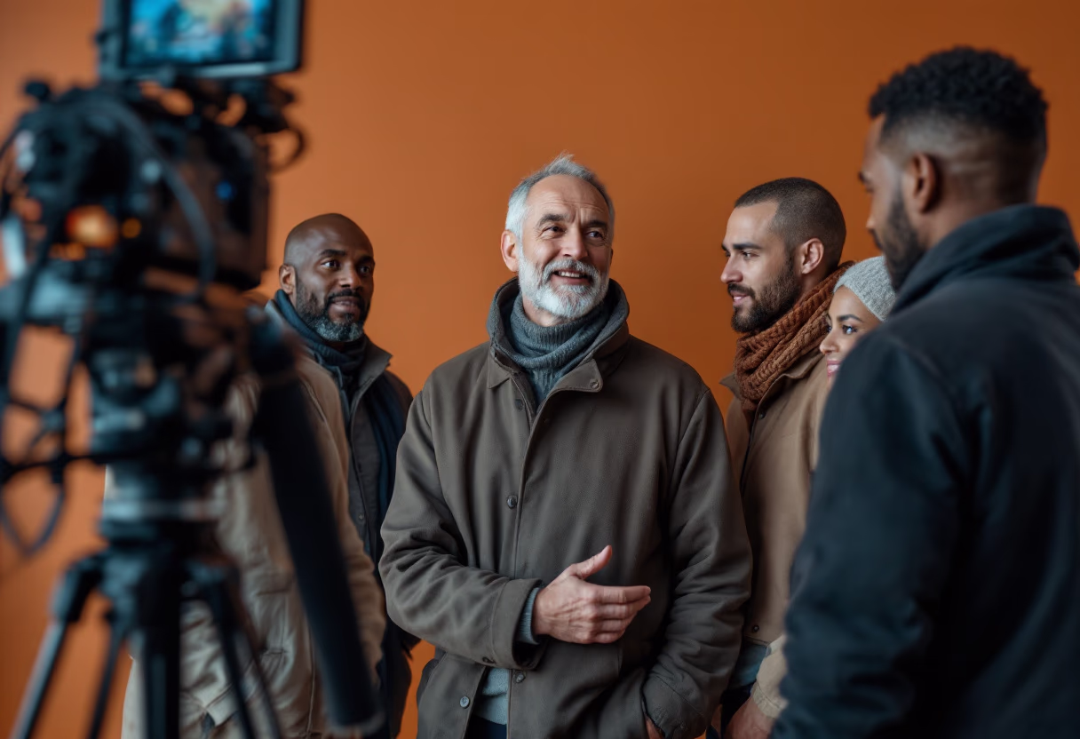 photo of a director giving instructions to actors on a film set