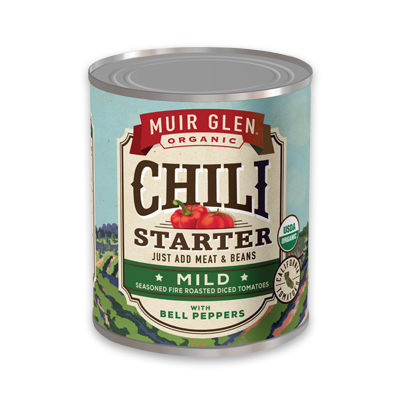 Muir Glen™ Organic Chili Starter Mild Seasoned Fire Roasted Dice Tomatoes with Bell Peppers | Click Here to Buy Now