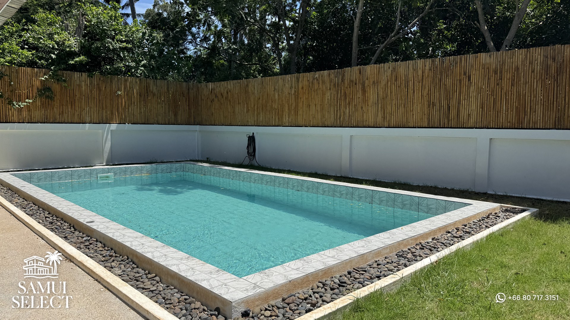 Private swimming pool and lawn