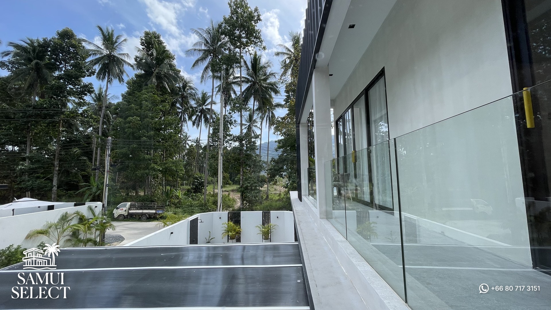Balcony with glass railing