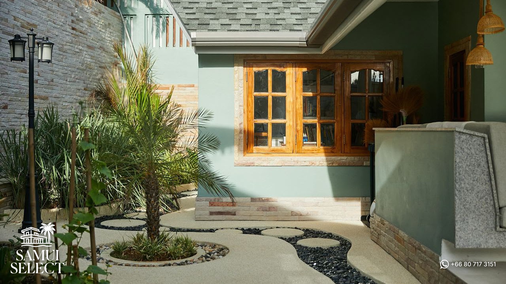 Villa entrance and garden path