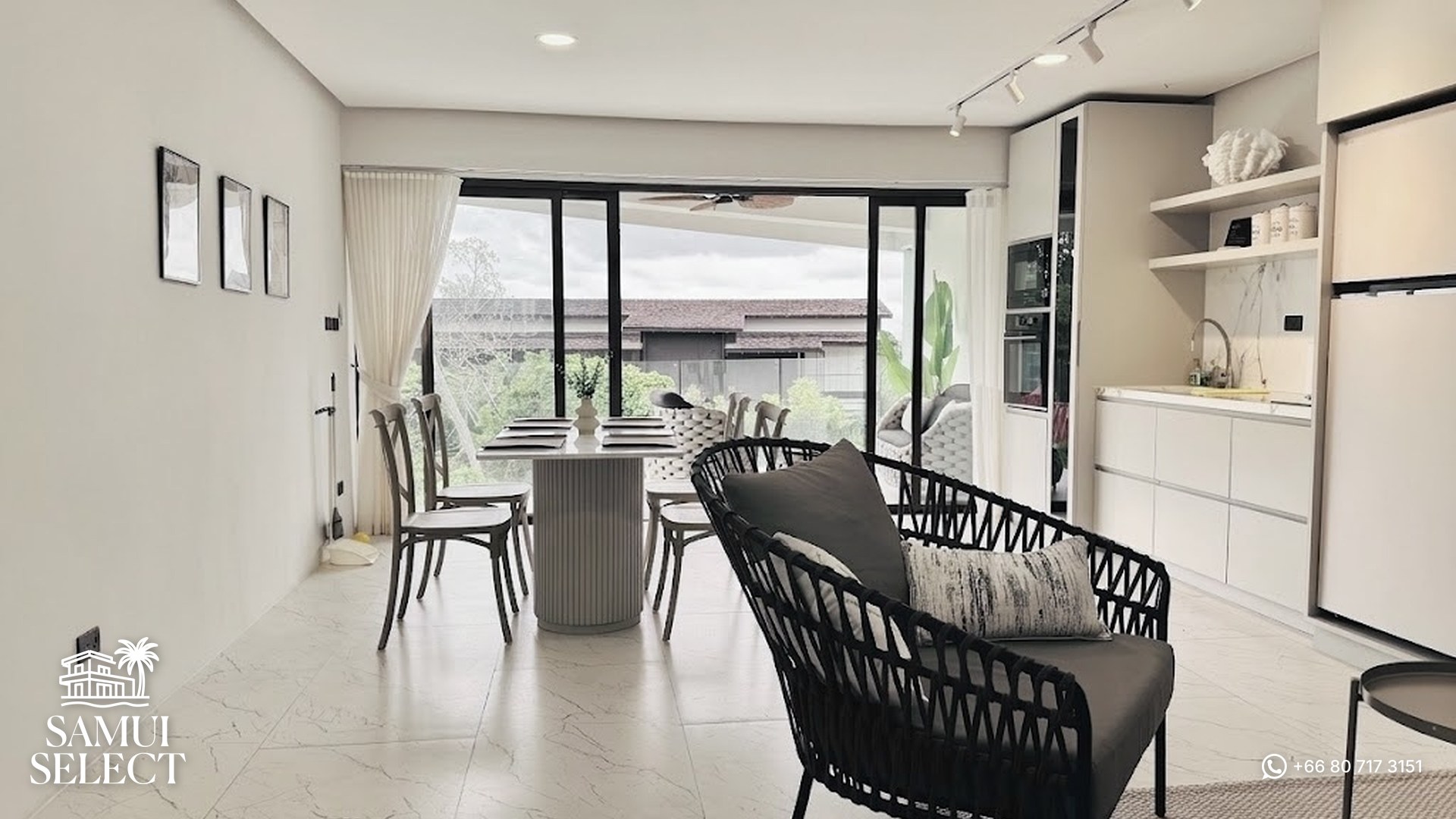 Open-plan living and dining area