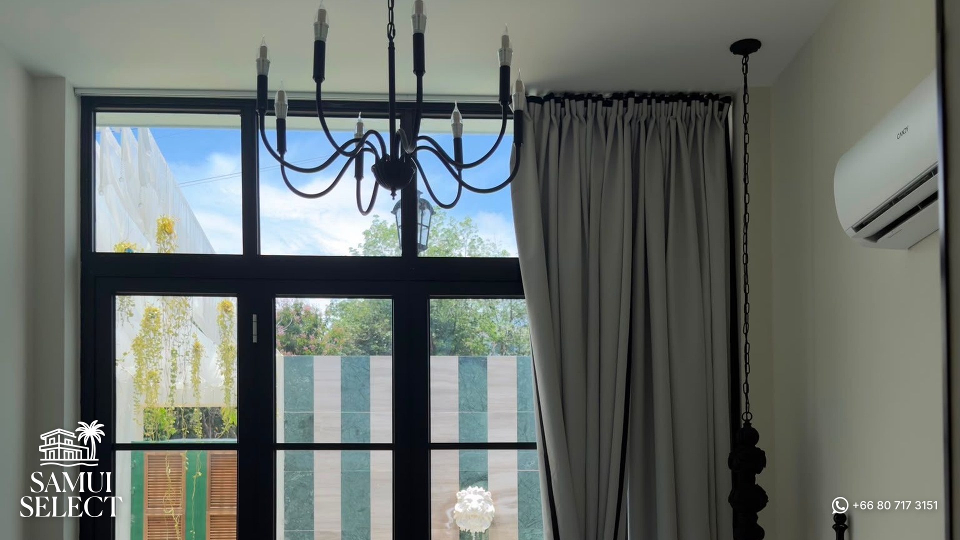 Bedroom with French doors to the pool