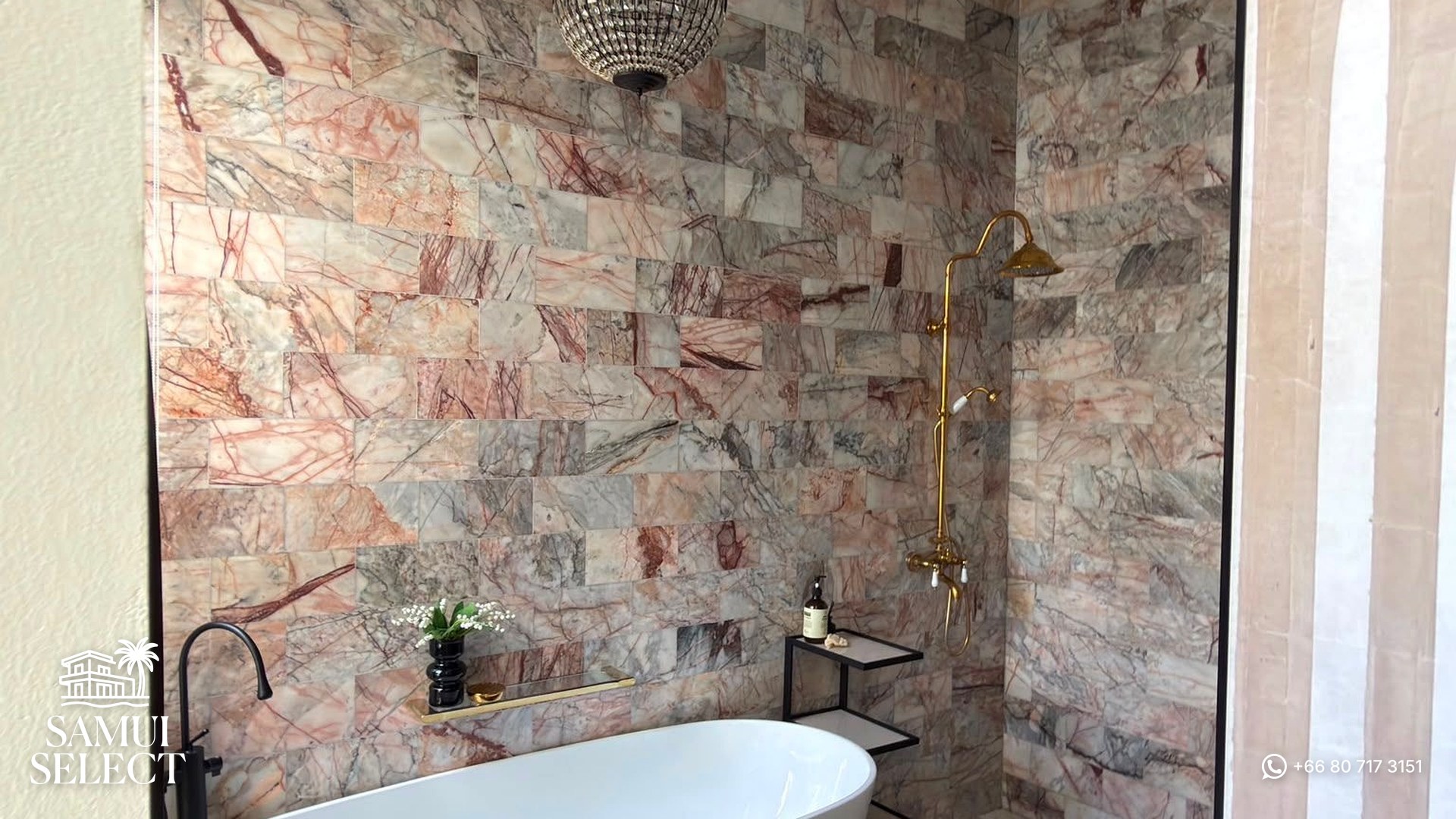 Bathroom with freestanding bathtub