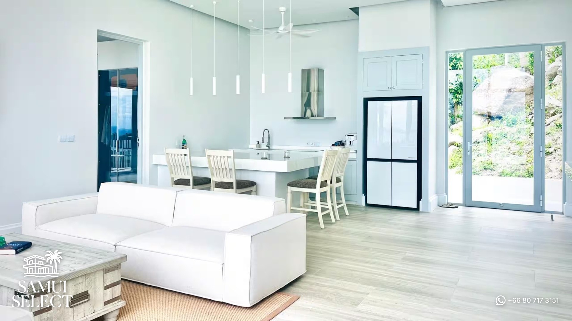 Living area and kitchen
