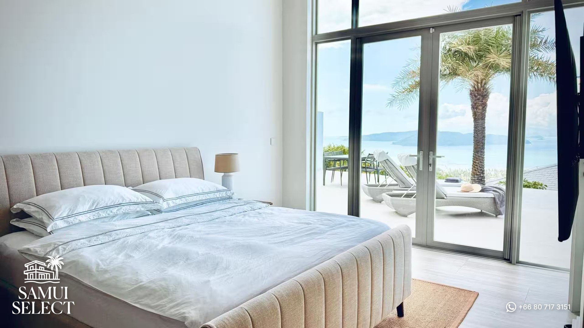 Bedroom with pool view