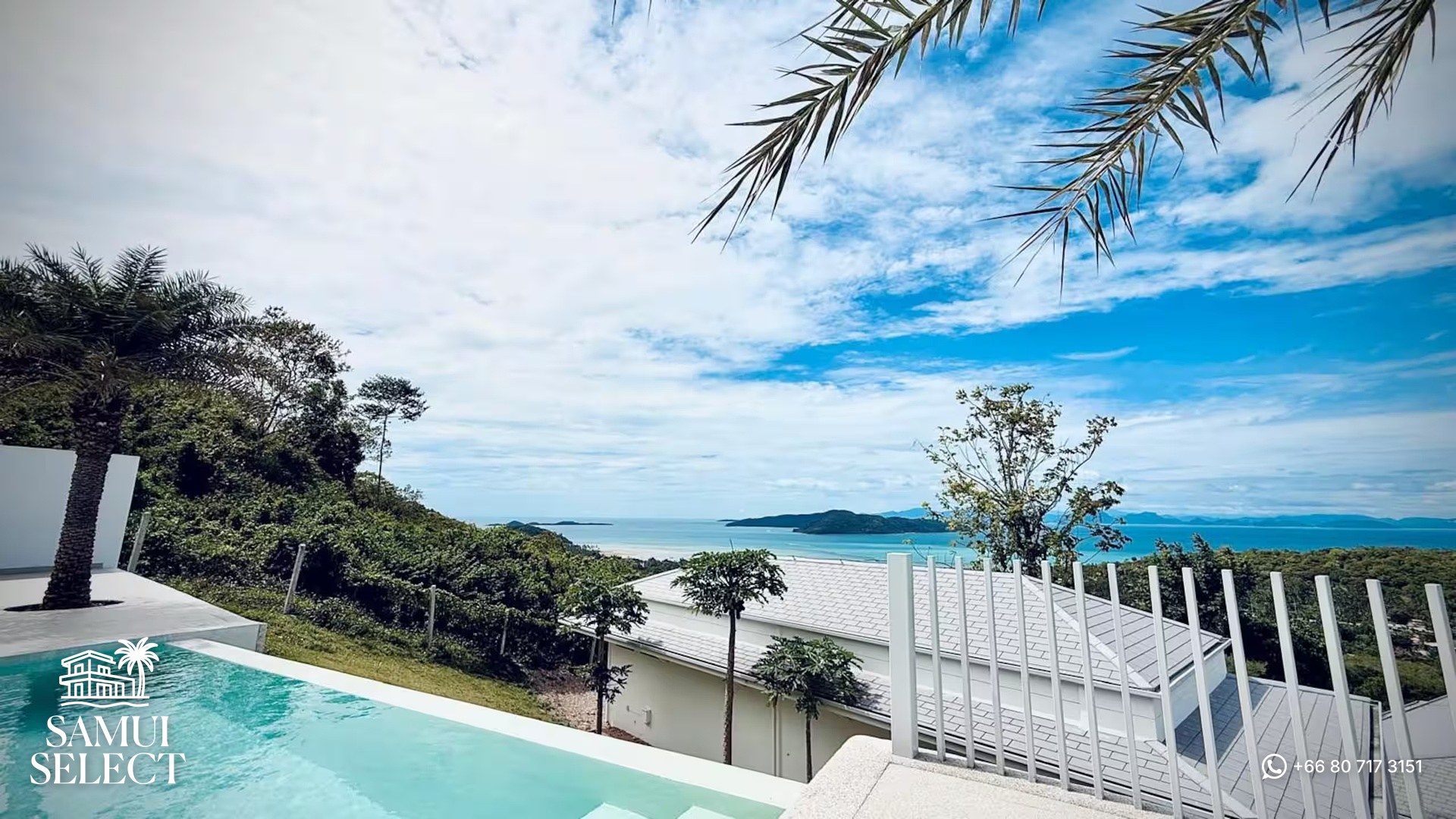 Pool and terrace overlooking the hills and sea