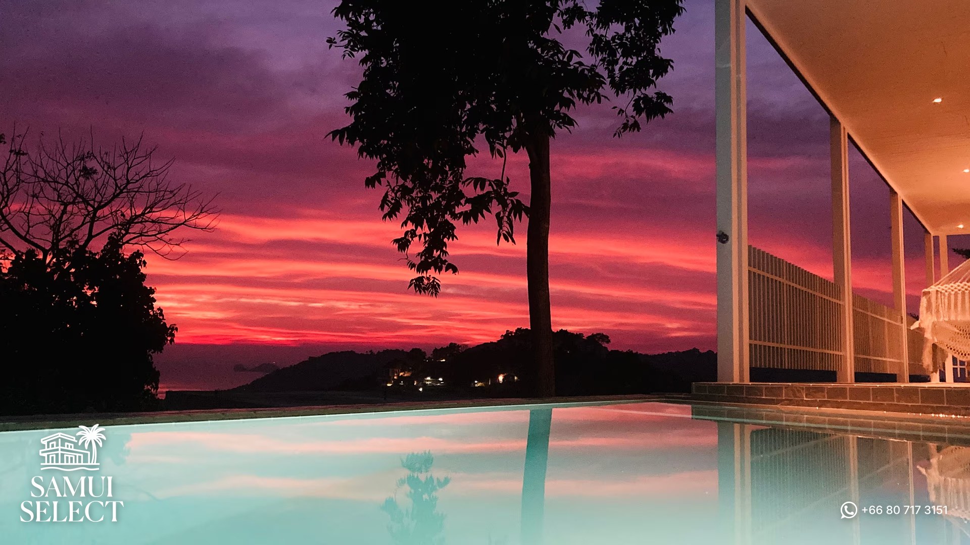 Sunset over the pool