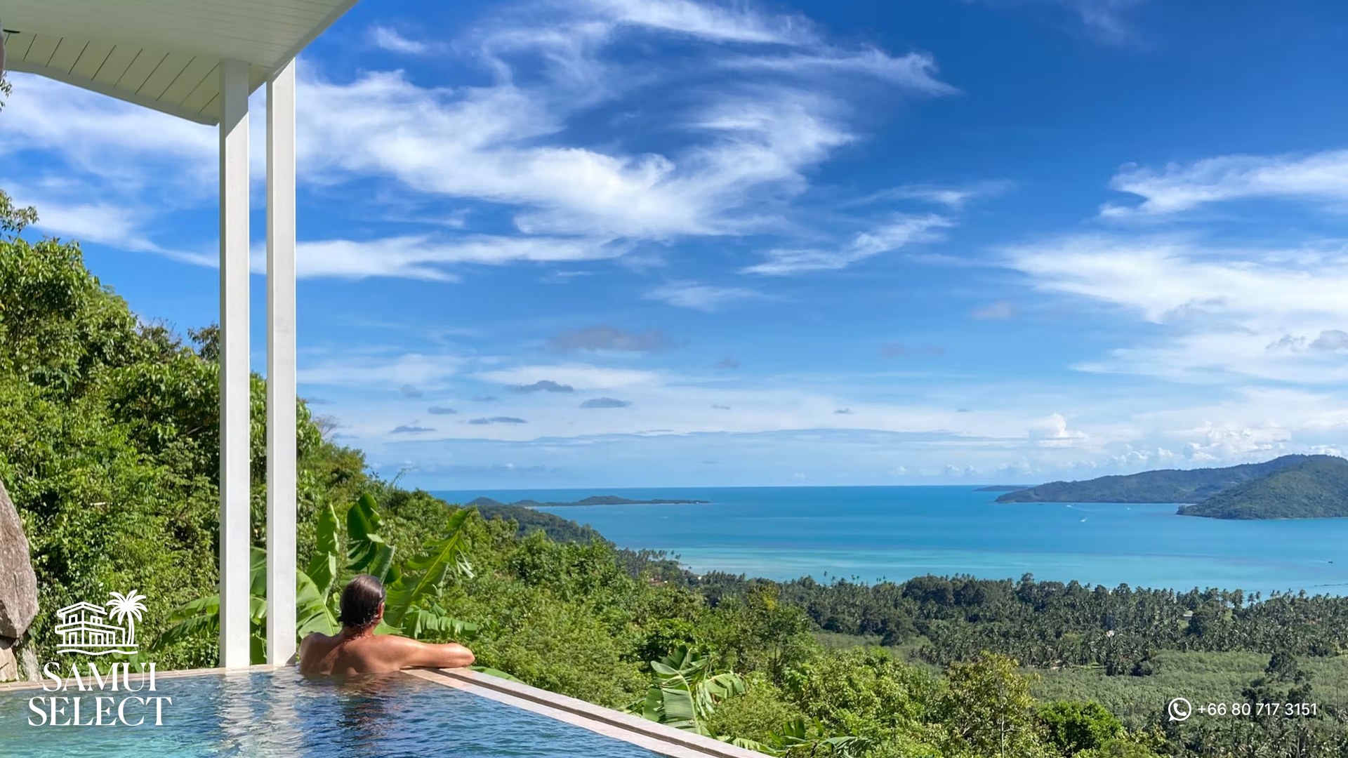 Infinity pool overlooking the hills and sea
