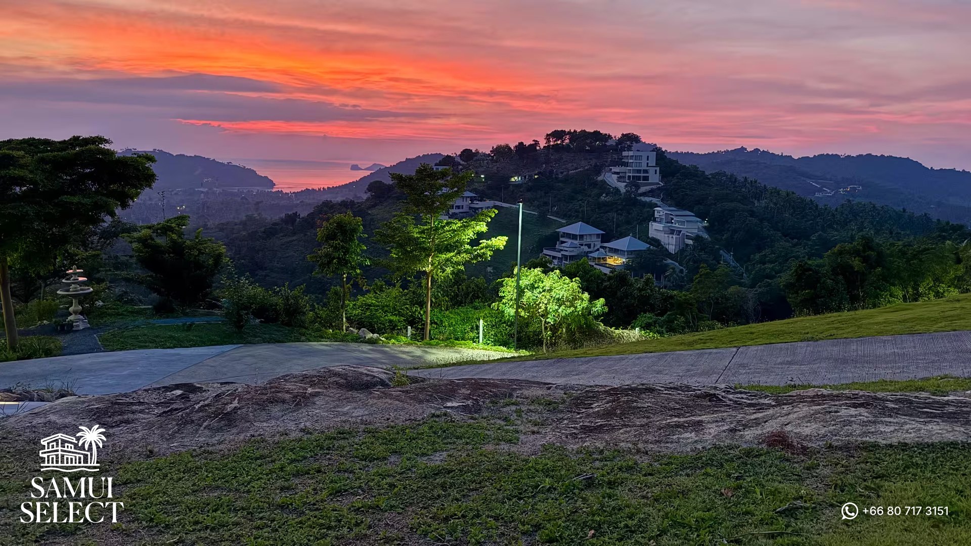 Sunset over the villa complex
