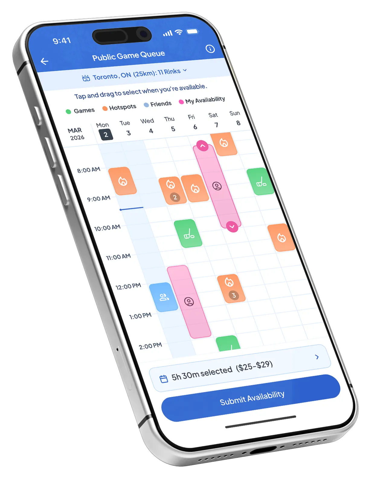 BetterPuck Mobile App matchmaking queue mockup