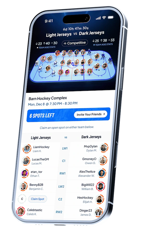 BetterPuck mobile app game details mockup