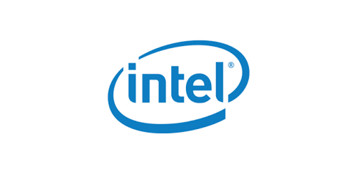 Intel company logo with stylized blue text and swoosh.