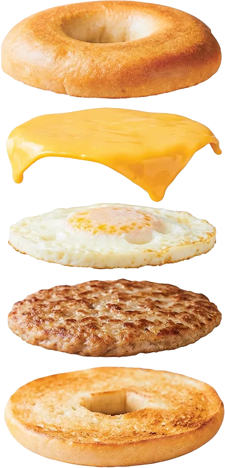 Bagel with different layers of ingredients