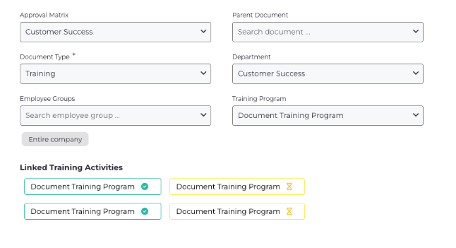 Document-to-training link in Isolocity document management software