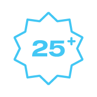 Blue badge with '25+' indicating more than 25.