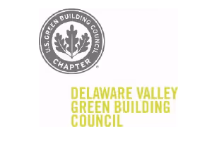 Seal of U.S. Green Building Council Chapter with text Delaware Valley Green Building Council.