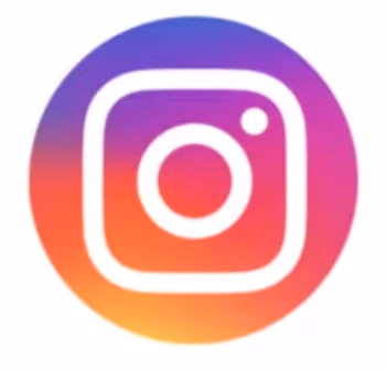 Instagram logo with a white camera outline inside a gradient circle.