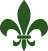 Green fleur-de-lis symbol with three petals and central spearhead shape.