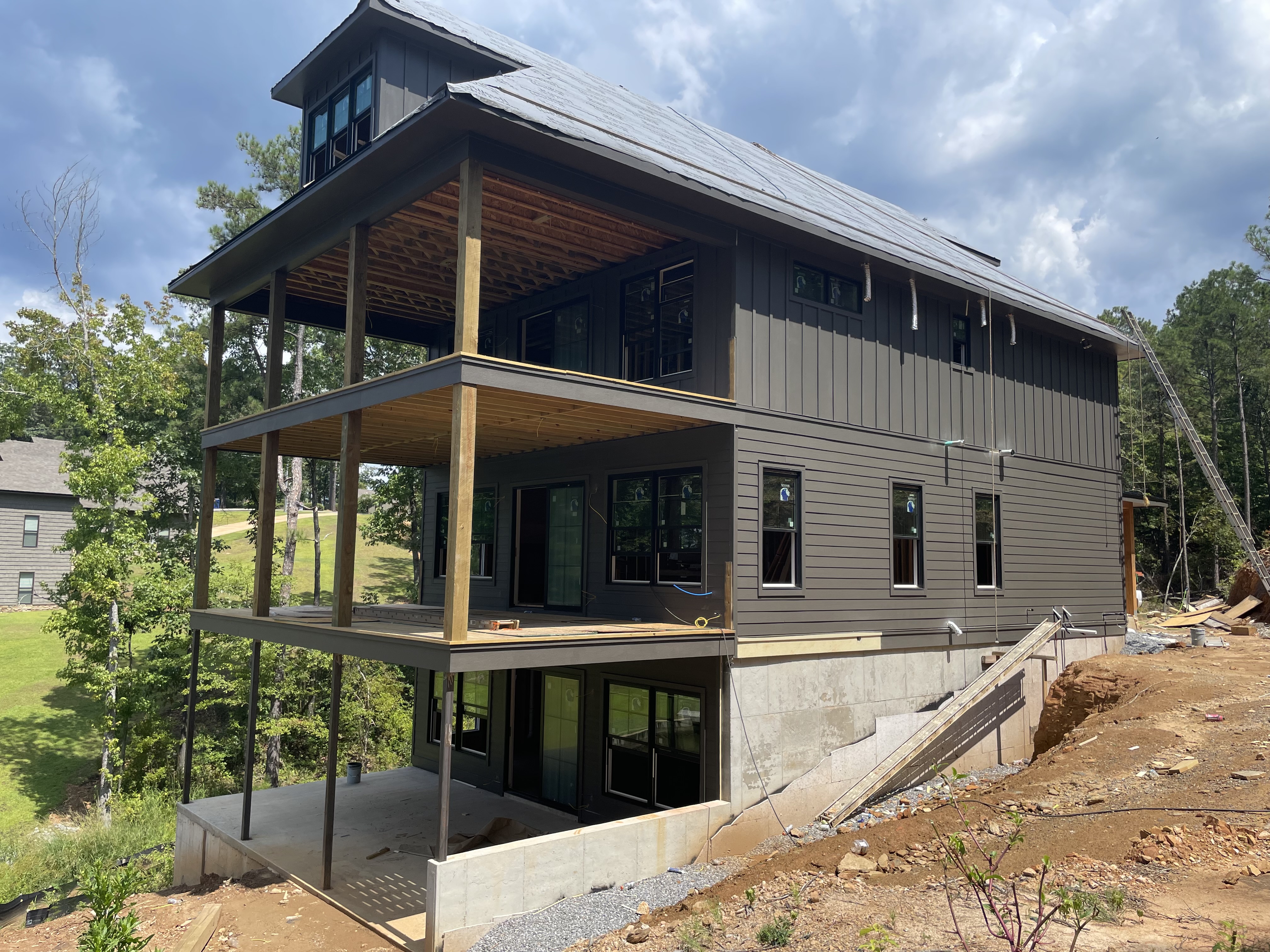 Side view of new lake house