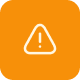 White warning triangle with an exclamation mark inside on an orange rounded square background.