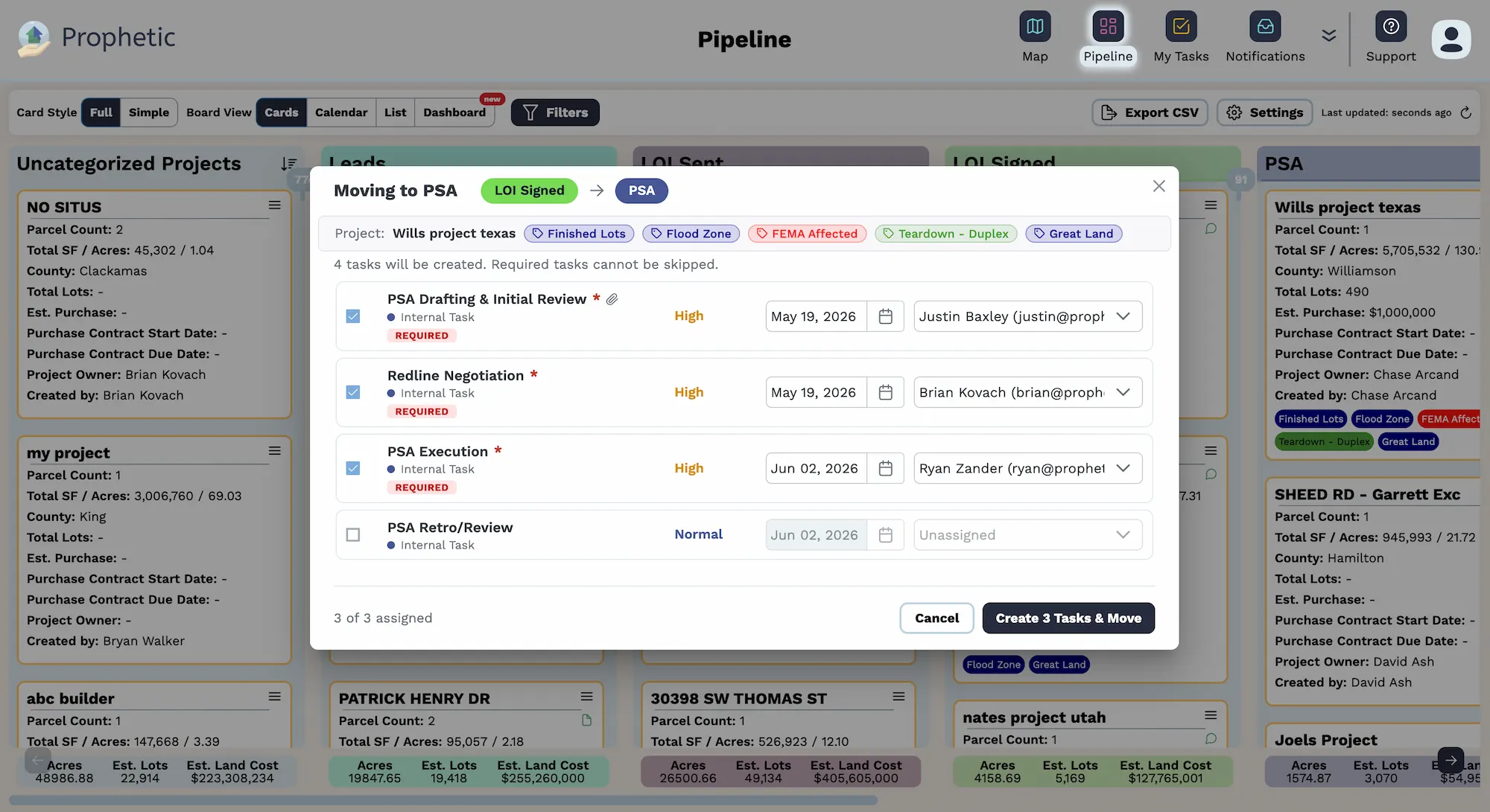 Prophetic LRM pipeline and deal management board