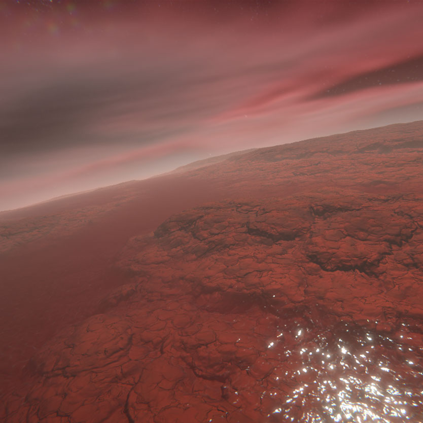 Landscape of a red alien planet