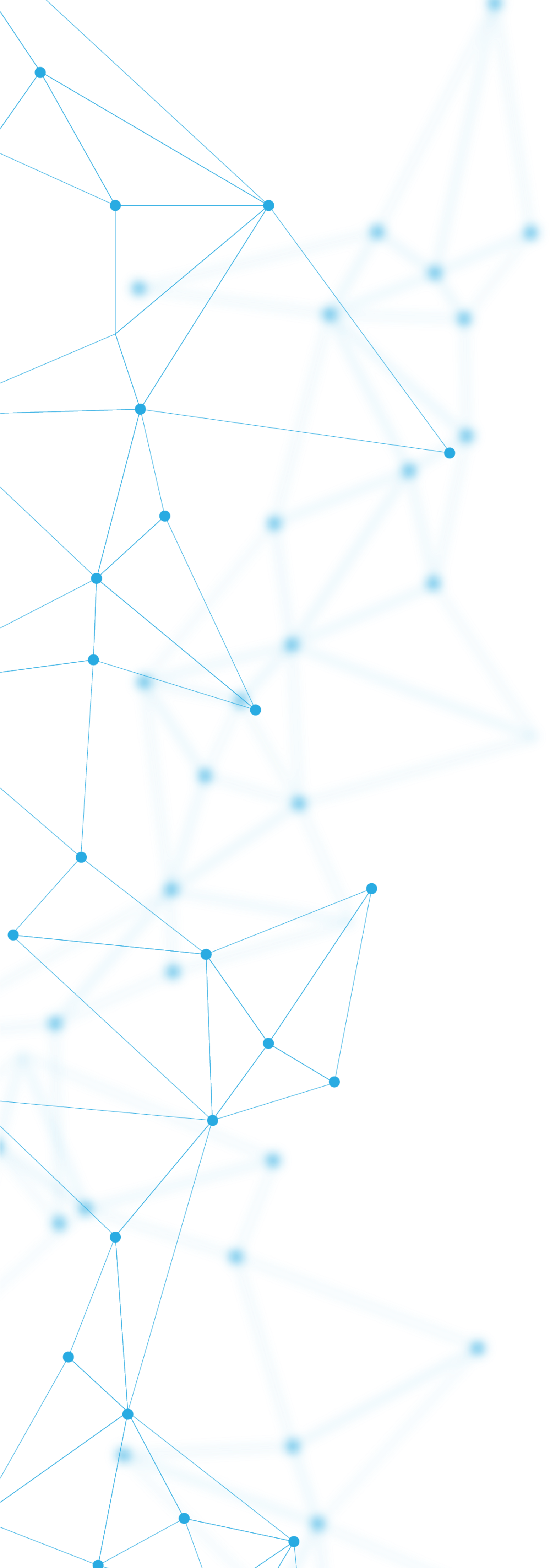 Abstract blue geometric network pattern on a black background, featuring interconnected nodes and lines forming various polygon shapes.