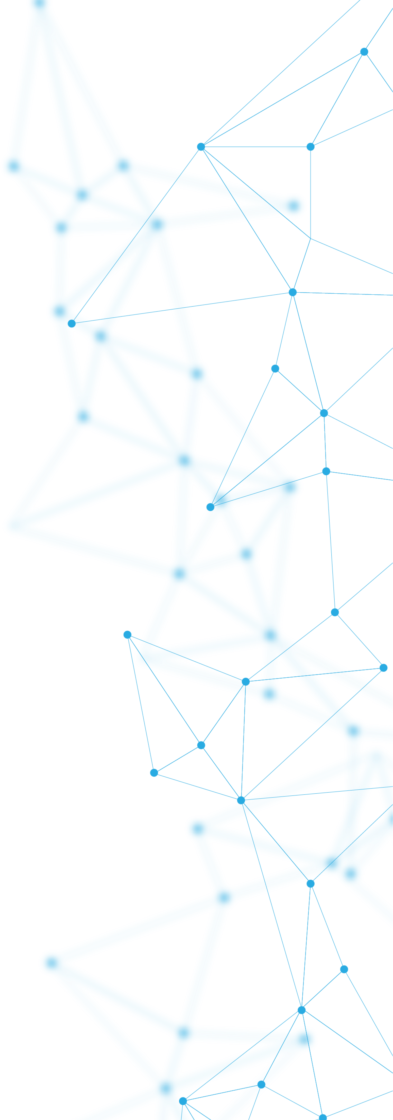 Close-up of interconnected bright blue geometric lines and nodes forming a complex polygonal network on a black background.