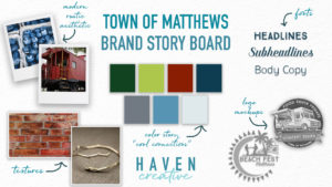brand story board for town of matthews