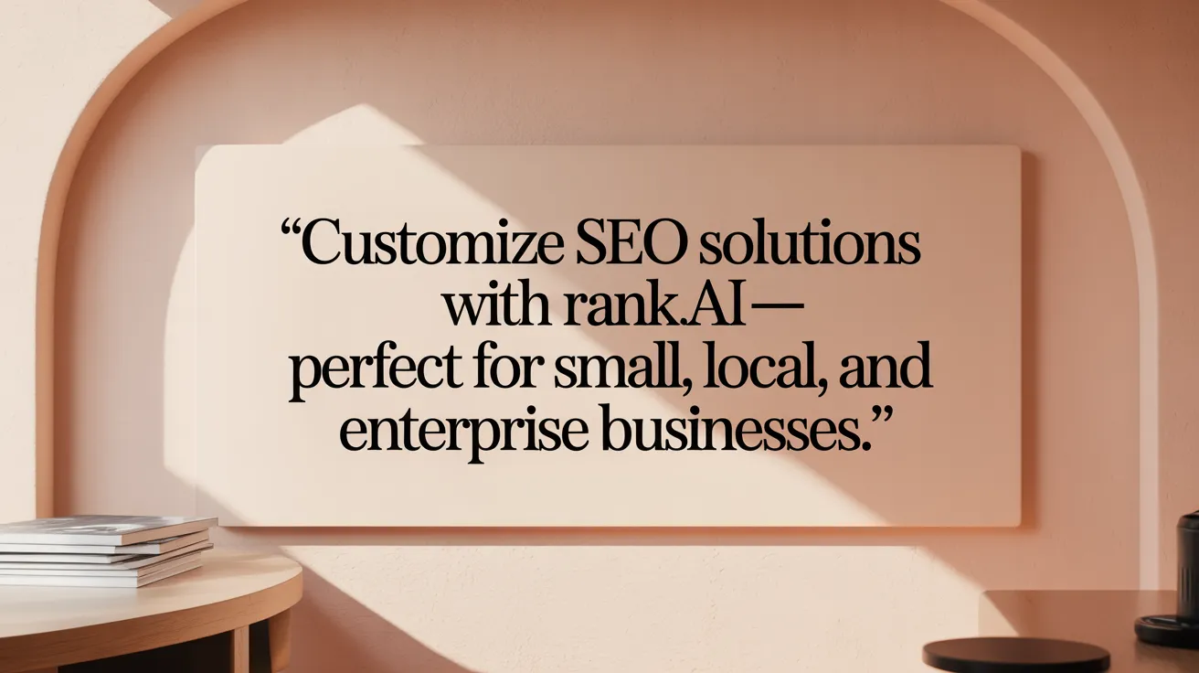 Customize SEO solutions with Rank.ai—perfect for small, local, and enterprise businesses.