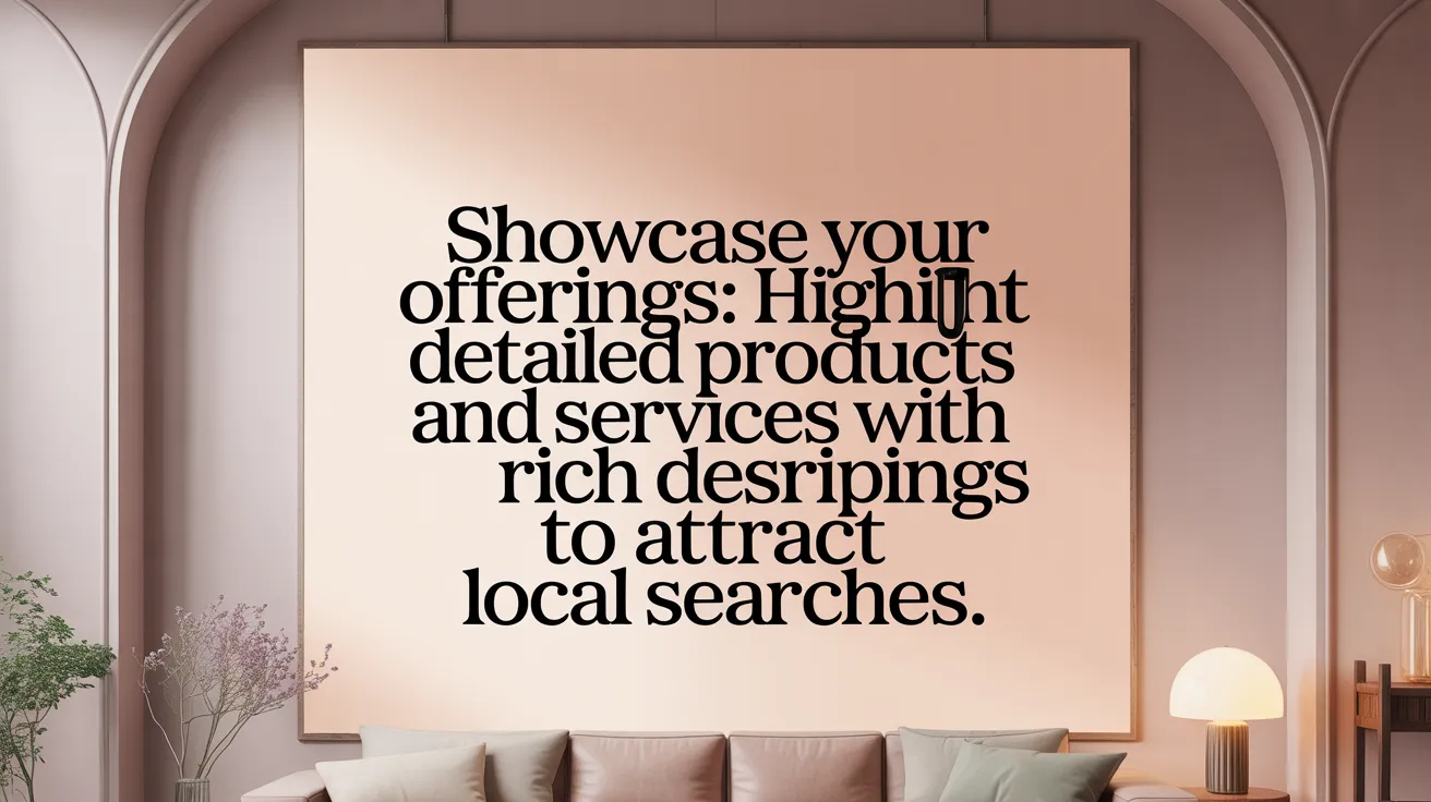 Showcase Your Offerings: Highlight detailed products and services with rich descriptions to attract local searches.