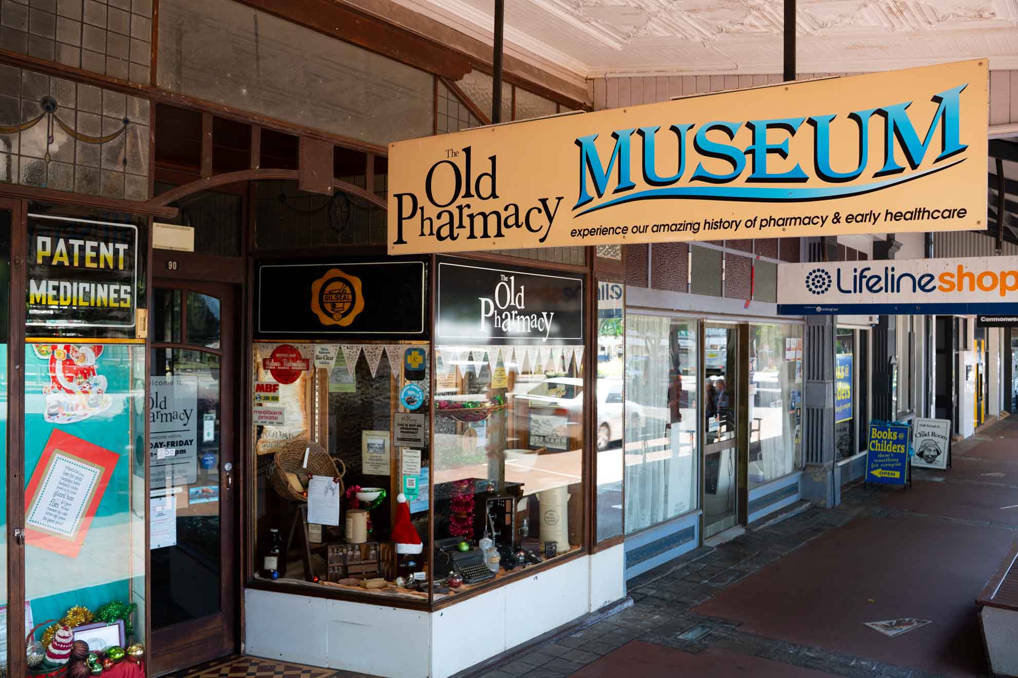Front of the Old Pharmacy Museum Shopfront.