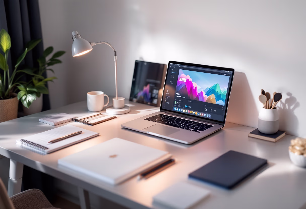 a modern workspace for a productivity tools business [background image]